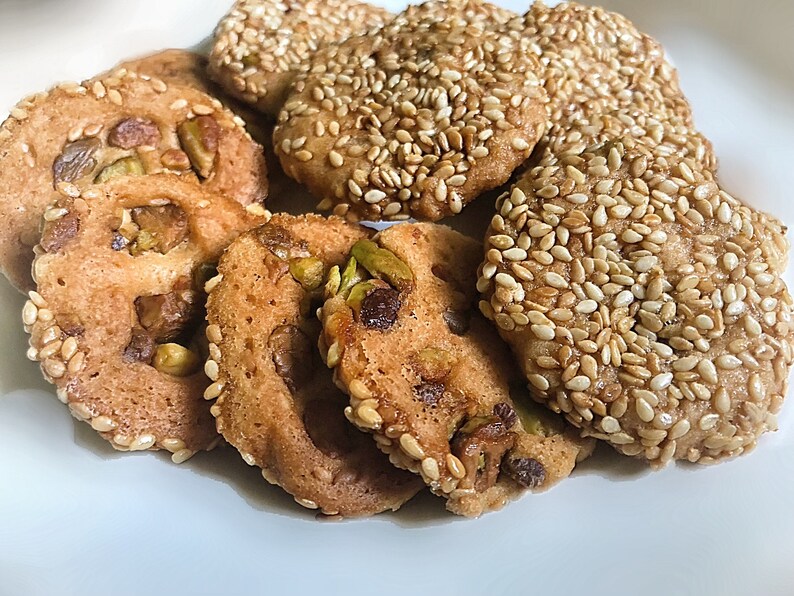 Barazek Pistachio Sesame Seed Biscotti Cookies homemade arabic dessert lactation cookies / برازق / بسكوت / حلويات سورية / رمضان / حلويات image 3