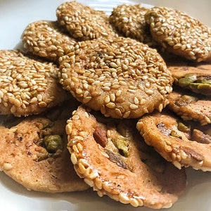 Barazek Pistachio Sesame Seed Biscotti Cookies homemade arabic dessert lactation cookies / برازق / بسكوت / حلويات سورية / رمضان / حلويات image 2