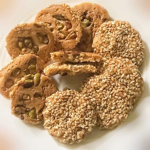 Barazek Pistachio Sesame Seed Biscotti Cookies- homemade arabic dessert lactation cookies / برازق / بسكوت / حلويات سورية / رمضان / حلويات