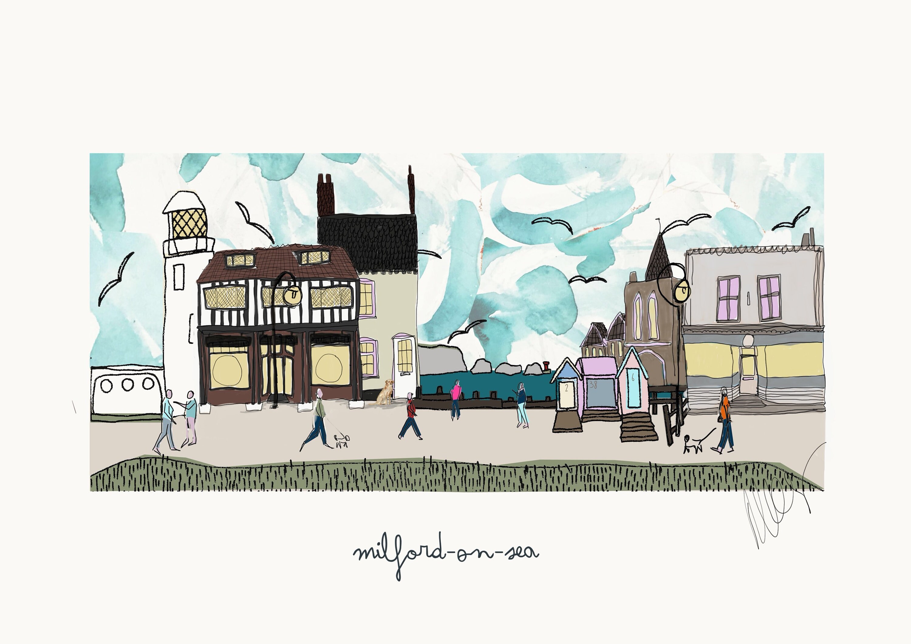 MilfordOnSea Illustration Etsy
