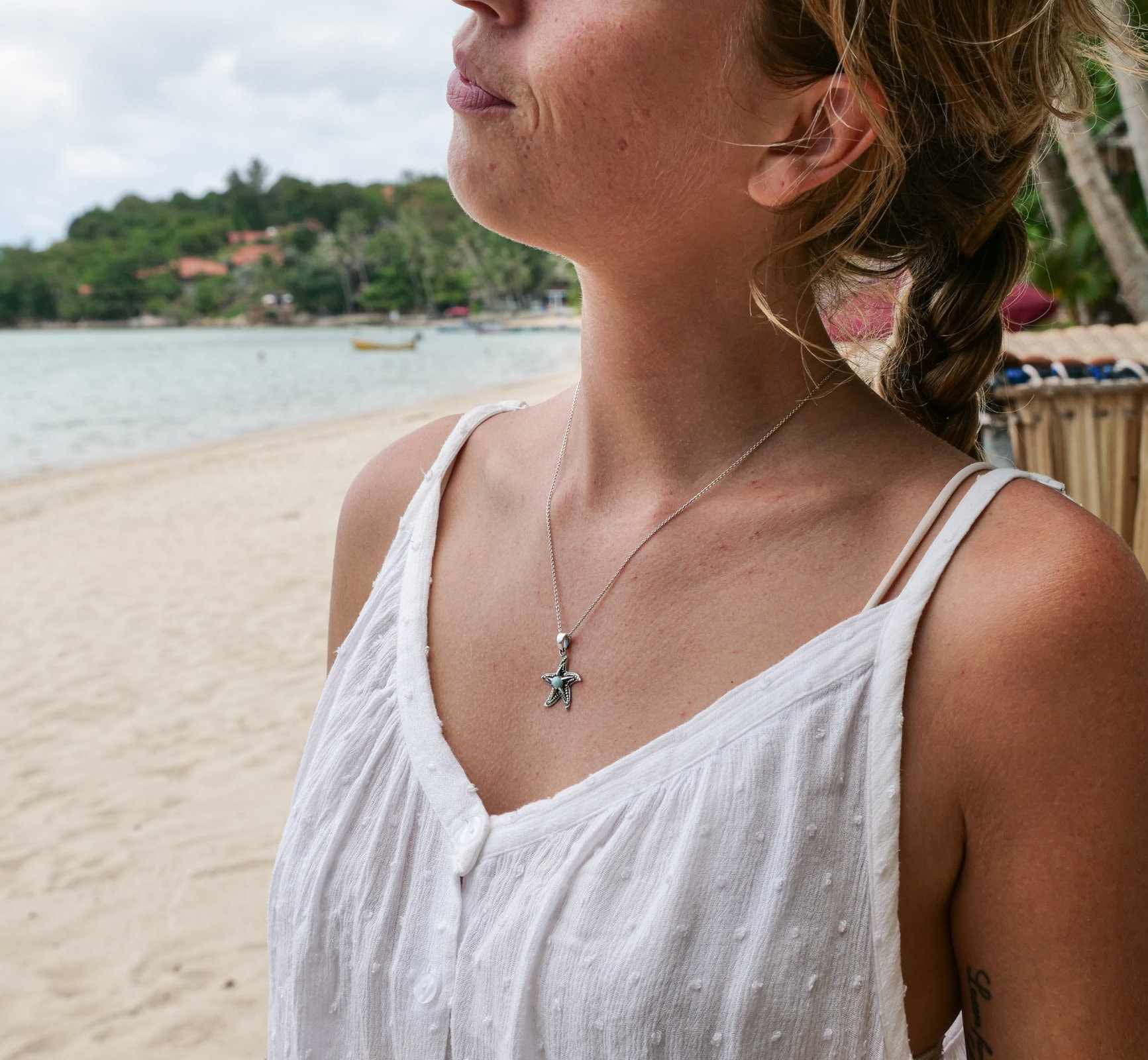 925 Sterling Silver Starfish Necklace - Starfish Pendant With Larimar ...