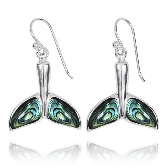 Sterling Silver Shell Whale Tail Earrings Sterling Silver Shell Whale Tail Earrings