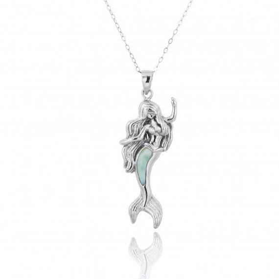 Larimar Mermaid Necklace - 925 Sterling Silver and Natural High 