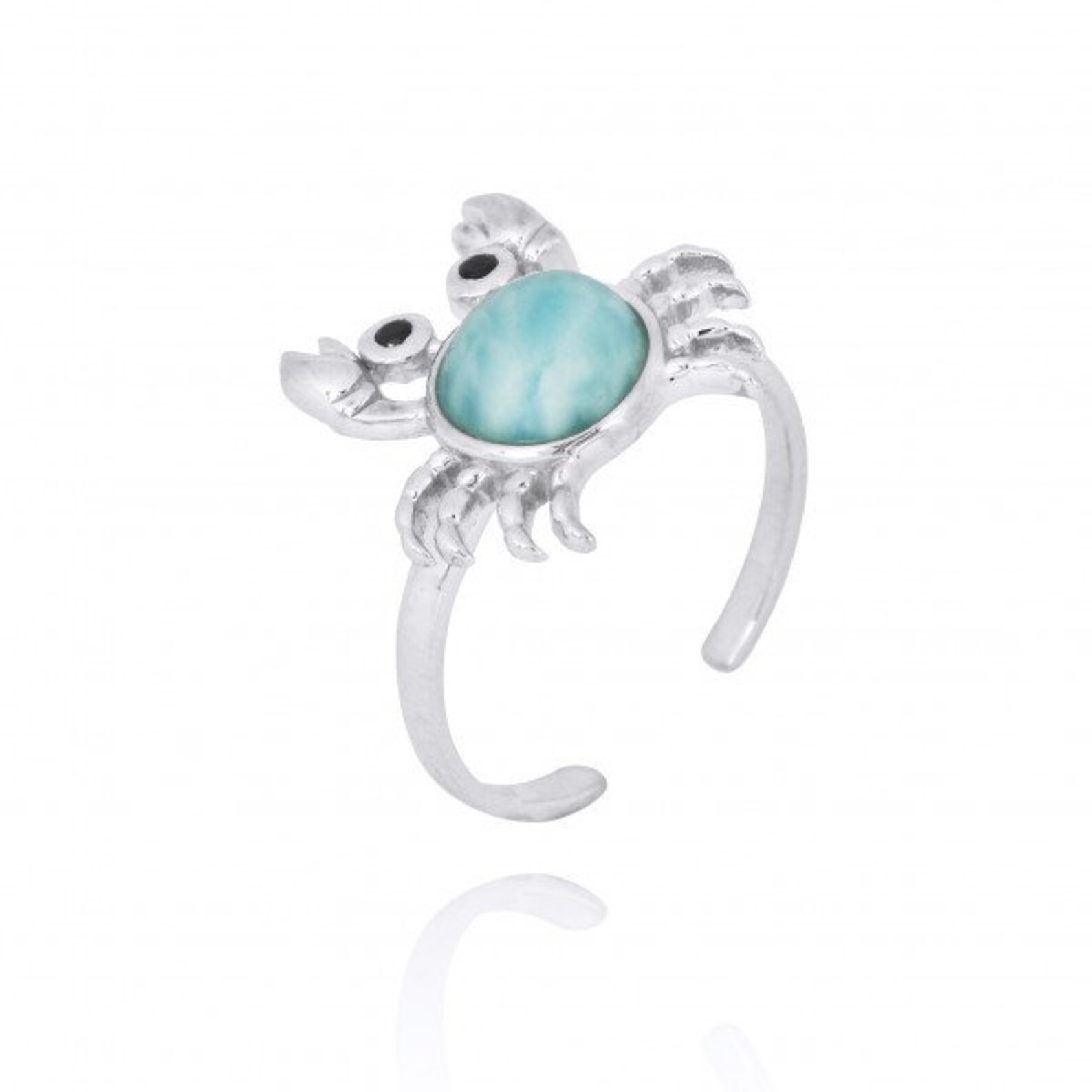 Crab Ring 925 Sterling Silver Crab Ring With Larimar and Etsy UK