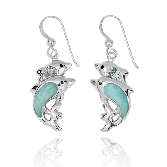 Sterling Silver Larimar and Blue CZ Turtle Sea Life Pendant Sterling Silver Larimar and Blue CZ Turtle Sea Life Pendant