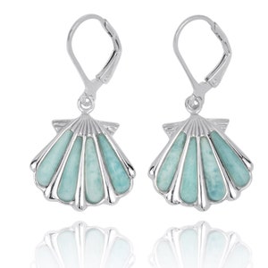 May include: Sterling silver dangle earrings featuring a blue and green abalone shell design.