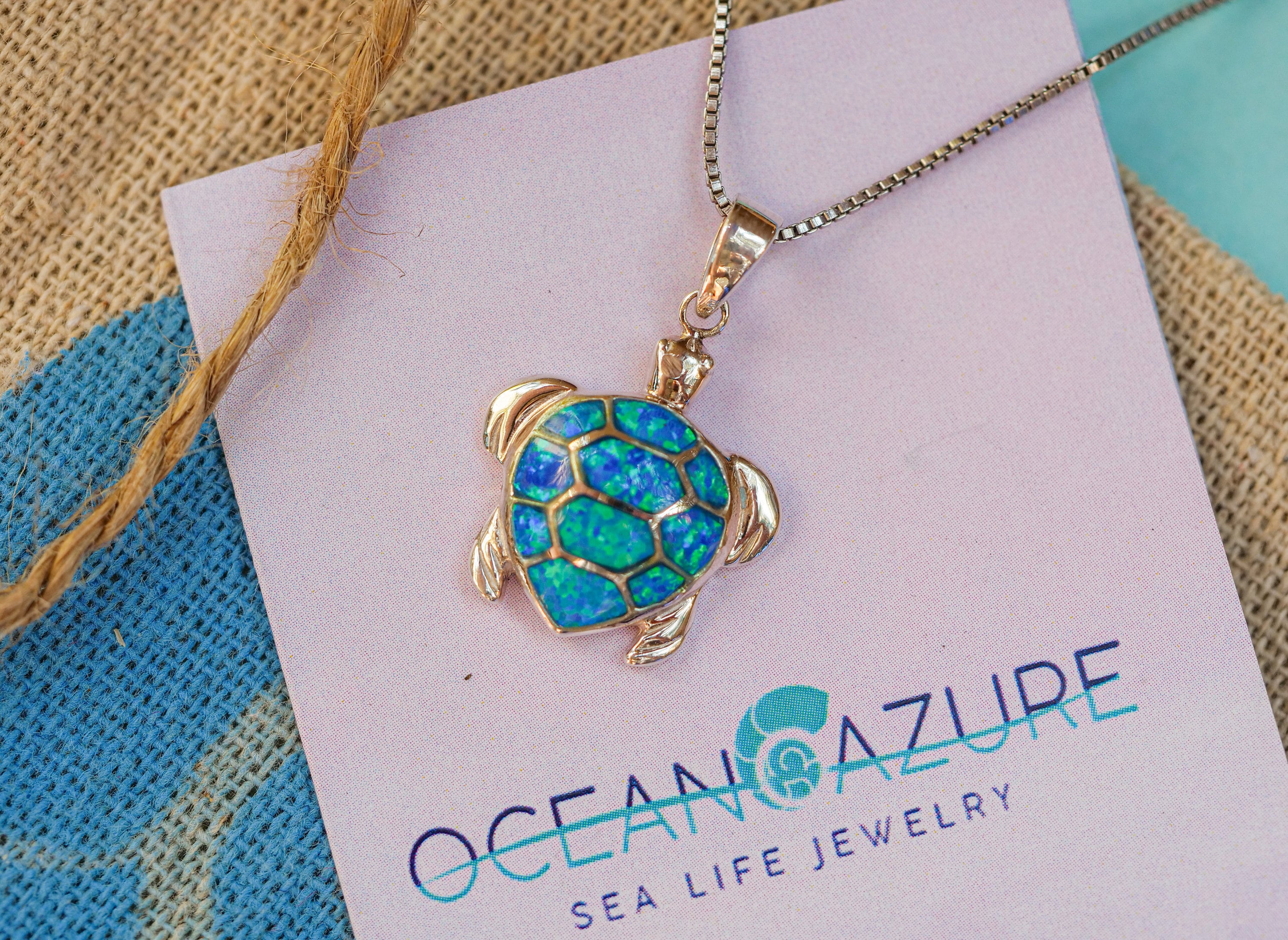 Turtle Necklace-sterling Silver Turtle With Simulated Blue - Etsy