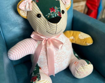 Keepsake Memory Bear Made from Baby Clothes, or Blankets, Shirts, Dresses