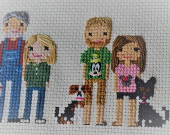 Cross Stitch Portrait // Family Portrait // Customized Portrait // Unique Gift // Keepsake Gift // Gifts for Family