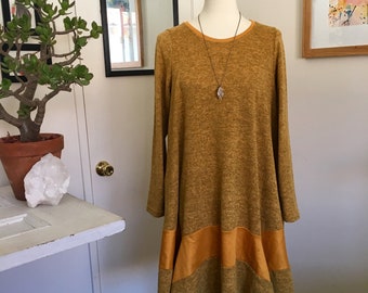 Vintage Italian-made swing dress, mustard
