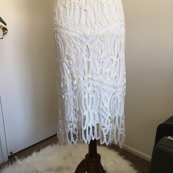 Vintage hand-knit lace dress, ivory - image 5