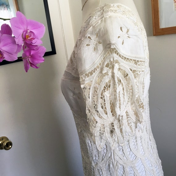 Vintage hand-knit lace dress, ivory - image 4