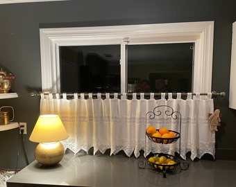 Cafe Cotton Curtains, Handmade Curtains, High-end Curtain, Rod Panel Curtains, White Linen curtain, Home Decor, European designer curtains