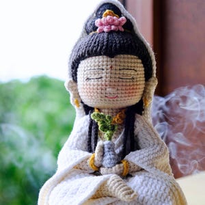 Avalokiteshvara Bodhisattva crochet pattern, Goddess of Mercy, Guanyin, zen style, Buddha crochet Tutorial, handmade decoration, Meditation.