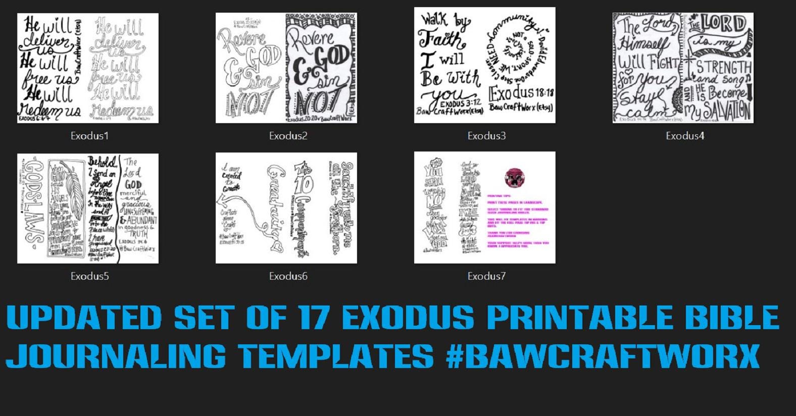 UPDATED Set of 17 Exodus Printable Bible Journal Templates, Margins ...