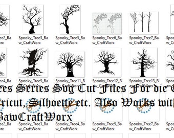Halloween Spooky Trees Series SVG Cut Files Bundle Svg Cut Files For Die Cutting Machines Cricut Silhouette etc.