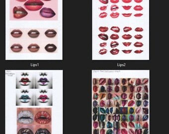 PRINTABLE Lips Collage Sheets, Set of 26 Pages.