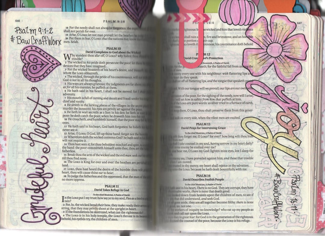Set of 46 Psalm Printable Bible Journal Templates, Margins & Tip Ins ...