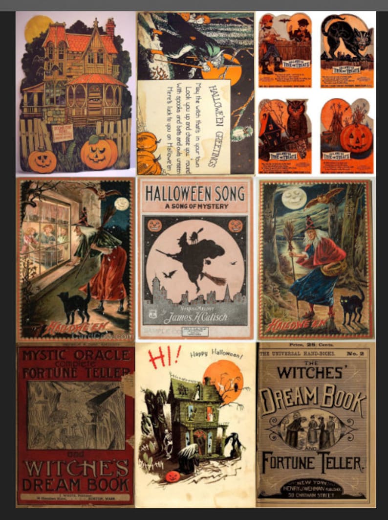 Printable Halloween Ephemera Collage Sheets Journal Cards Clip Art for ...
