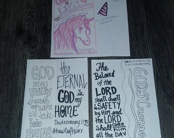 Set of 9 Deuteronomy Printable Bible Journal Templates, Margins & Tip Ins.