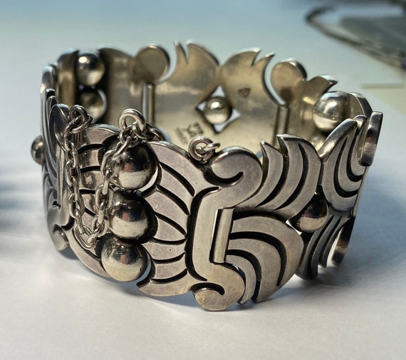 Hector Aguilar Panel Bracelet Mexican Sterling Si… - image 2