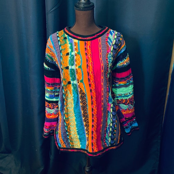 Vintage Coogi Sweater Bold Bright Wool Etsy