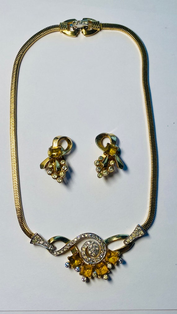 Mazer necklace and earring set 1940s Citrine