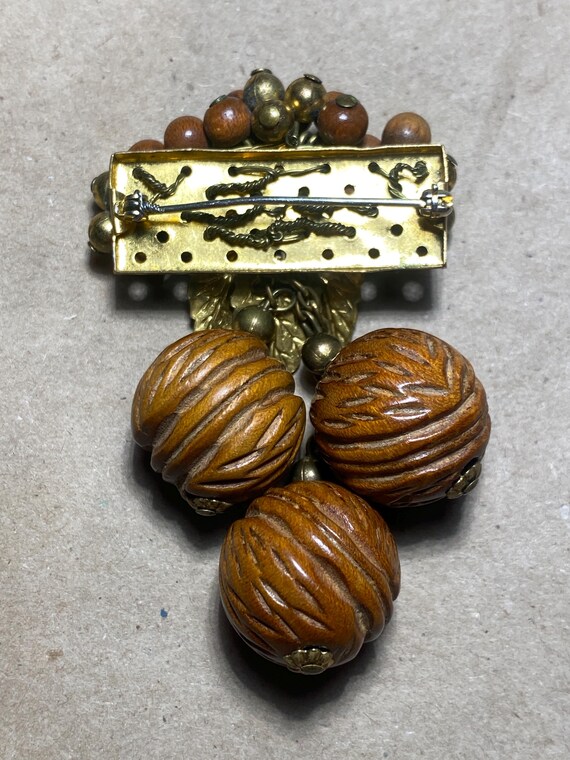 Miriam Haskell Walnut Brooch Frank Hess - image 2