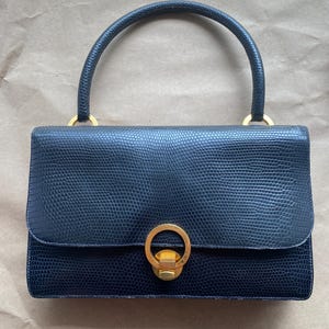 Hermes Lizard Sac Ring handbag 1950s Black
