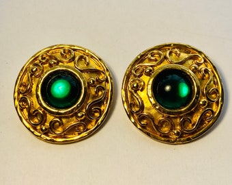 French Designer Gold Earrings Edouard Rambaud Paris 1980s 90s