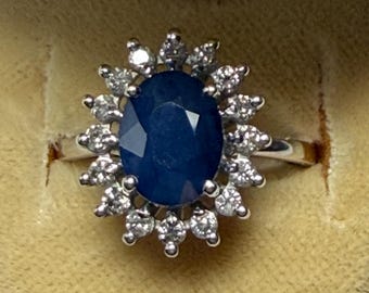 Anillo EFFY de zafiro de 14k con diamantes