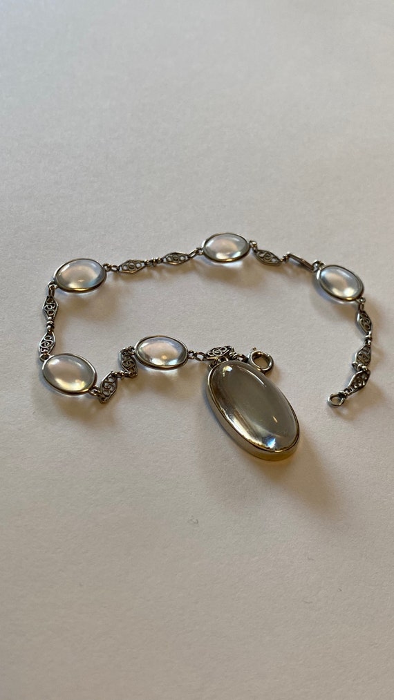 18k Moonstone Bracelet Art Deco - image 4