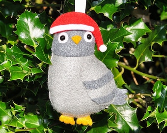 Felt Pigeon Christmas Decoration - Quirky Handmade Ornament