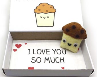 Handmade love gift - Funny muffin magnet in a matchbox