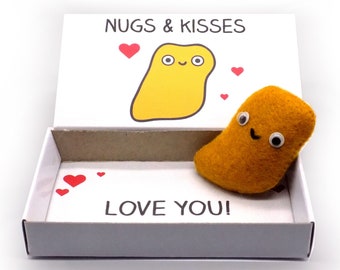 Funny Chicken Nugget Magnet - 'Nugs & Kisses' Matchbox Gift