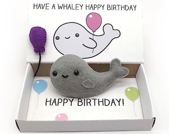 Whale birthday gift - handmade magnet in a matchbox