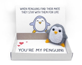 Penguin anniversary gift - 'When penguins find their mate they stay with them for life - You're my penguin" - magnet