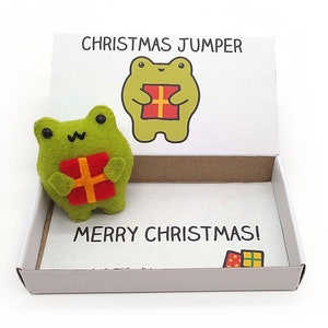 Funny handmade frog Christmas jumper gift, Christmas sweater joke stocking filler