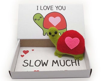 Handmade love gift -  funny tortoise or turtle magnet in a matchbox