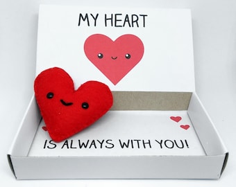 Handmade anniversary gift - miniature felt heart magnet in matchbox