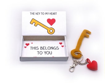 Handmade anniversary gift - The key to my heart, romantic keepsake