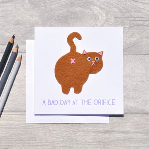 FELT Funny cat card with a cat butt office joke for work image 1