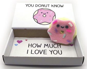Handmade love gift - Funny donut magnet in a matchbox