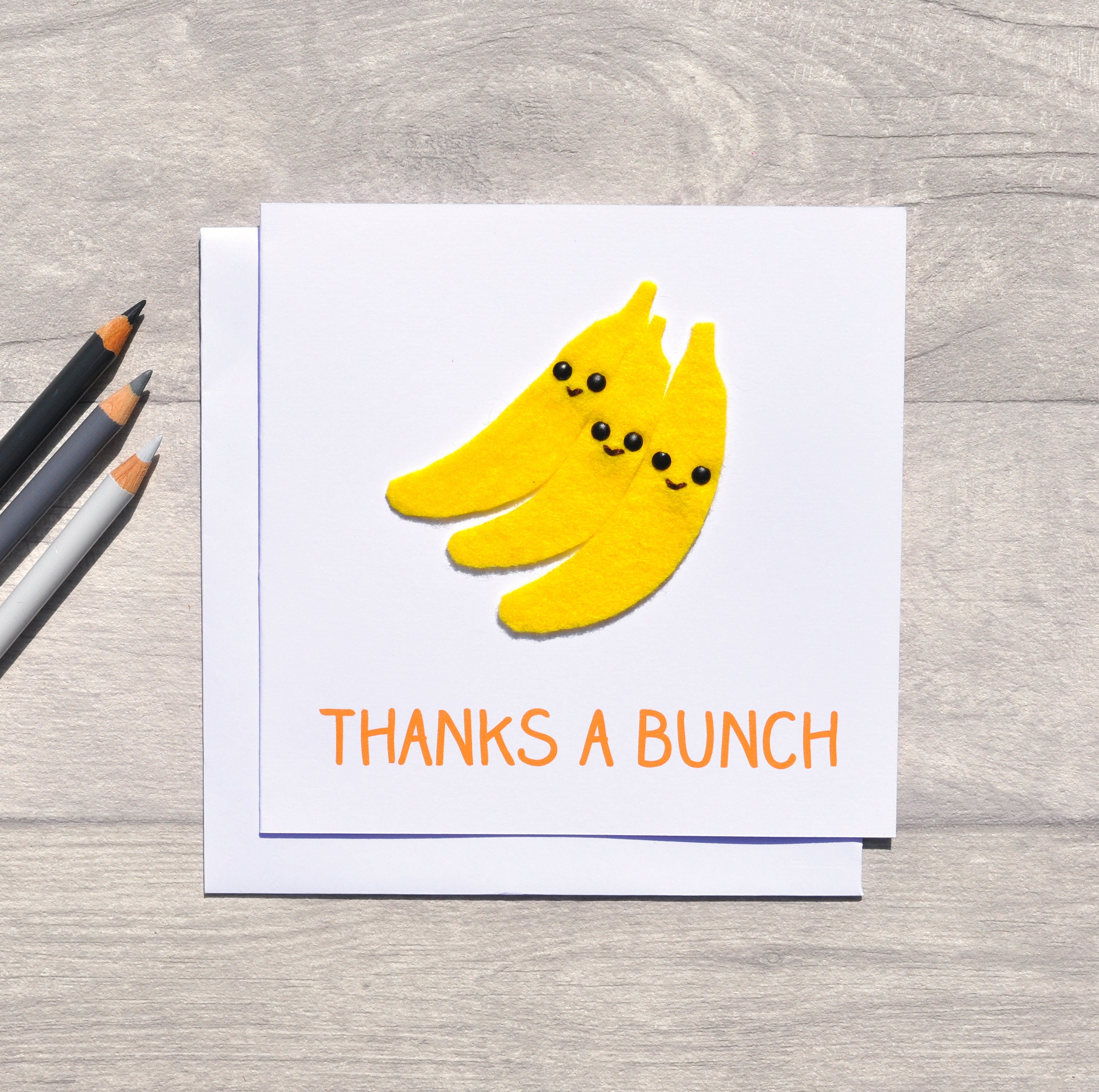 FELT Cute, Funny Banana Thank You Card - Thanks a Bunch! - Etsy UK