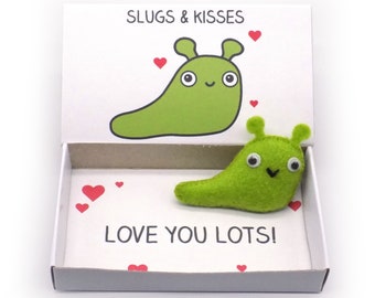 Gardening lover gift -  felt slug magnet in a matchbox