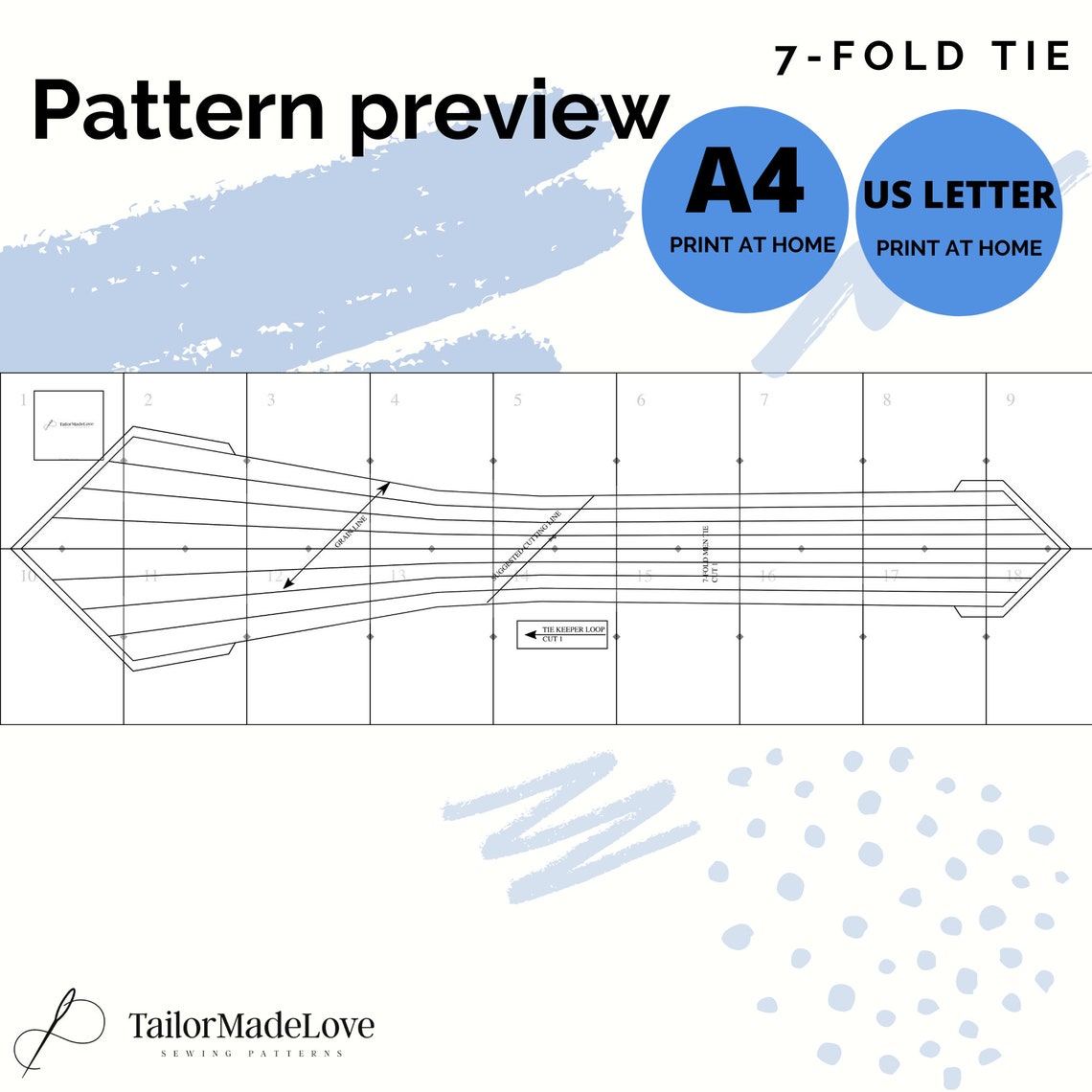 7fold Men Tie DIY PDF Pattern Instant Download A4/US Etsy