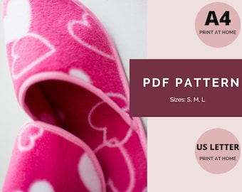 Slippers PDF Sewing Pattern, Unisex Quilted Room Shoes (A4/US Letter)