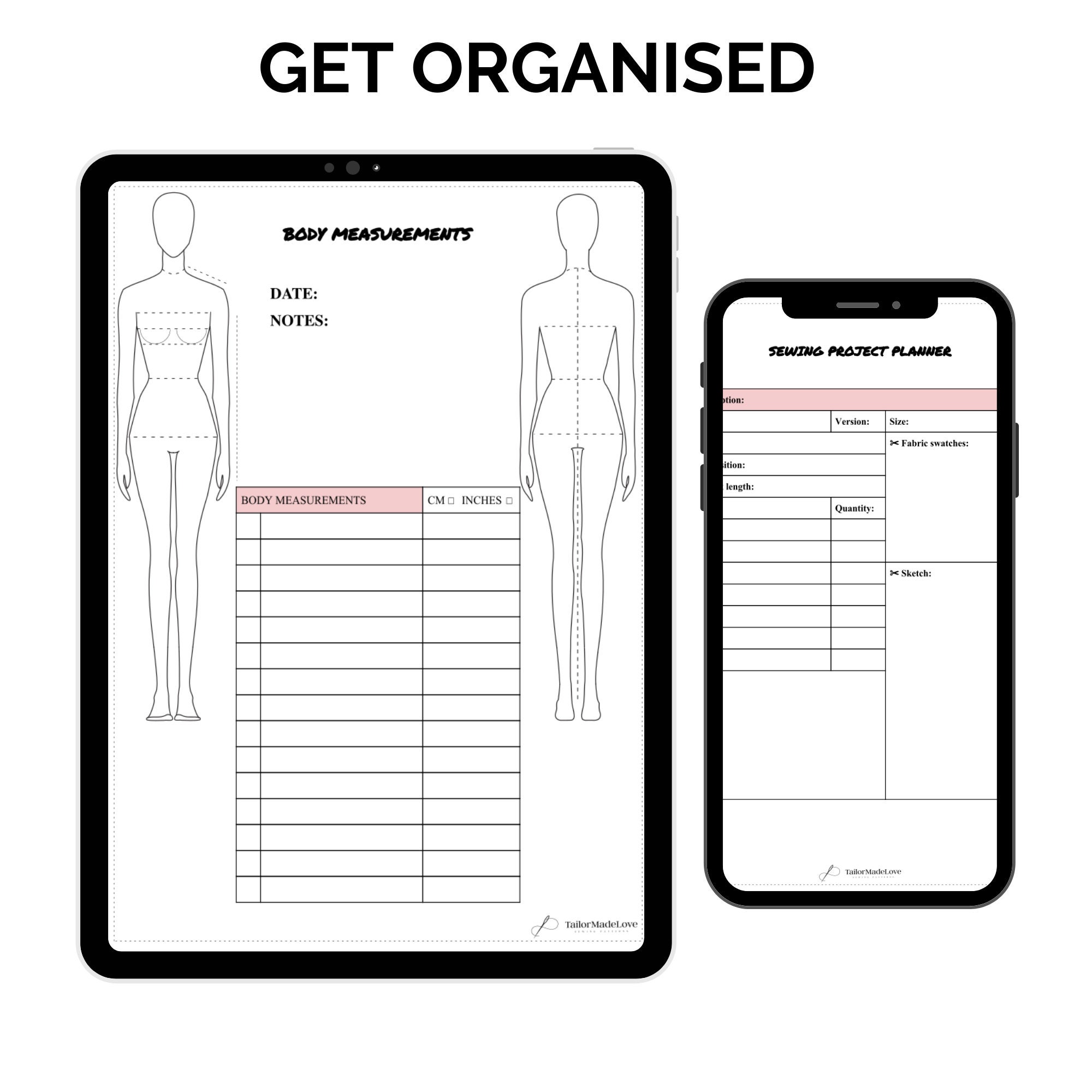 Sewing Crochet Knit PDF Planner Body Measurements Sheet 2 Etsy Canada