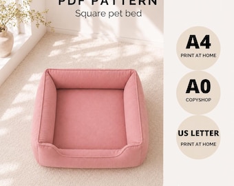 Square Pet Bed Sewing Pattern | DIY Dog & Cat Bed Template (PDF)