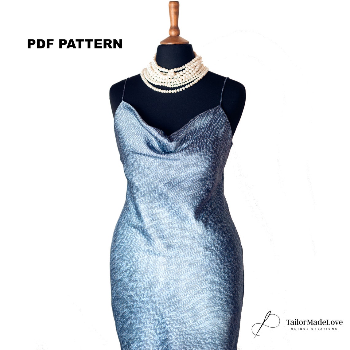 Biascut slip dress PDF Sewing Pattern Cowl Neck Cami Dress Etsy